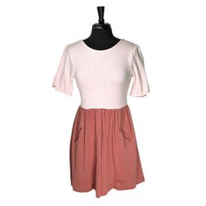 Free People Beach Mini Dress Color-Block Short Sleeve Open Back Vacation Size S